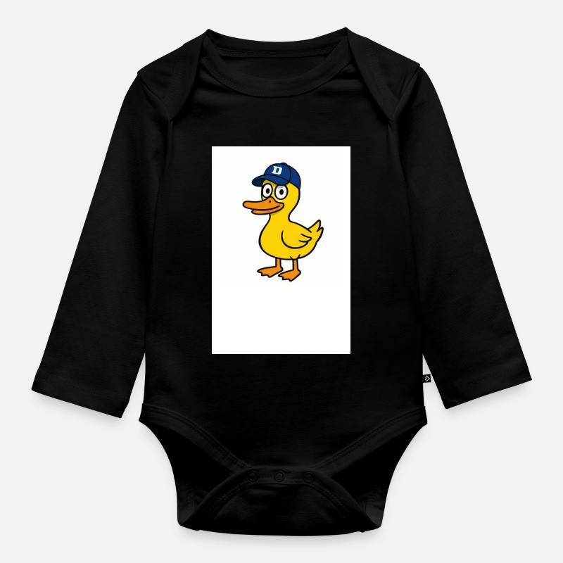Canard en bonnet D - Body Bébé bio manches longues - noir