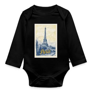 Plan directeur Paris Eiffel - Body Bébé bio manches longues - noir - Devant