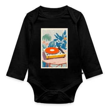 Tropische Drehtisch-Vibe - Baby Bio-Langarm-Body - Schwarz - Vorne