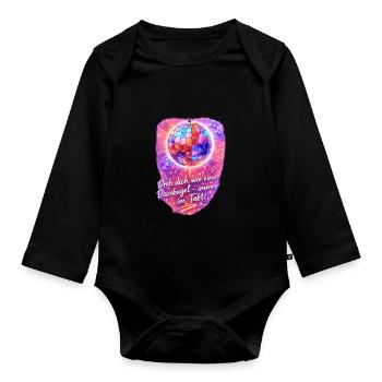 Spin like a disco ball - Organic Longsleeve Baby Bodysuit - black - Front