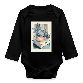 Rétro Bloom Vinyl Dream - Body Bébé bio manches longues - noir - Devant