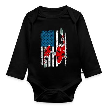 Patriotic Koi Fish USA Drapeau Pond Life Pride - Body Bébé bio manches longues - noir - Devant