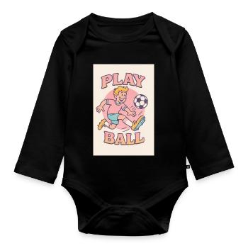 Jouer au football : motif rétro de dessin animé - Body Bébé bio manches longues - noir - Devant