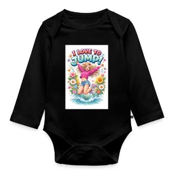 J’adore sauter de joie florale - Body Bébé bio manches longues - noir - Devant