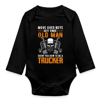 Truck Driver - Organic Longsleeve Baby Bodysuit - black - Front