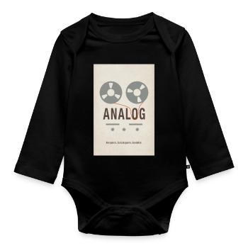ANALOG – Fast forward. Rewind. Enjoy. - Organic Longsleeve Baby Bodysuit - black - Front