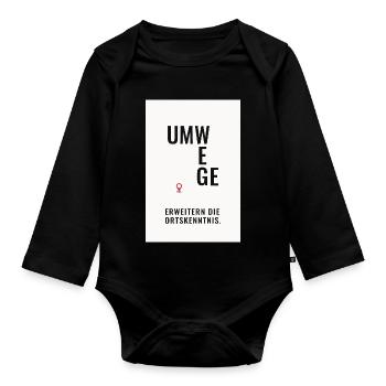 Detours expand local knowledge - Organic Longsleeve Baby Bodysuit - black - Front