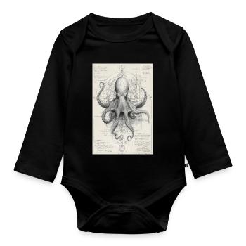 Geometrischer Oktopus-Bauplan - Baby Bio-Langarm-Body - Schwarz - Vorne