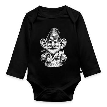 Gnomischer Arzt Daumenhoch - Baby Bio-Langarm-Body - Schwarz - Vorne