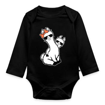 2 Llamas Mom Kid Cool Mom Sunglasses Mom - Organic Longsleeve Baby Bodysuit - black - Front