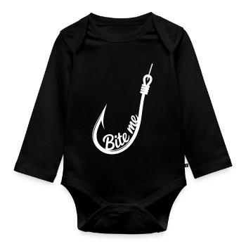 Bite Me Angelhaken-Emblem - Baby Bio-Langarm-Body - Schwarz - Vorne