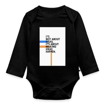 Ideas Happen – Reduziertes Typo Design - Baby Bio-Langarm-Body - Schwarz - Vorne