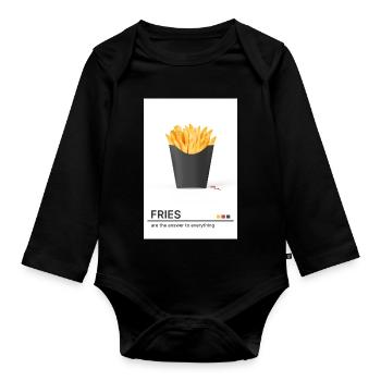 Fries Are The Answer – Modern Food Statement - Organic Longsleeve Baby Bodysuit - black - Front
