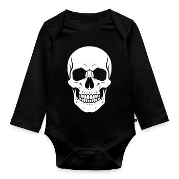 Skull Silhouette Graphic - Organic Longsleeve Baby Bodysuit - black - Front