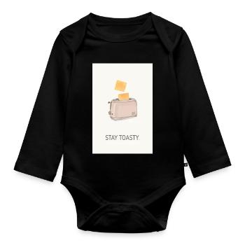 Stay Toasty – funny kitchen saying - Organic Longsleeve Baby Bodysuit - black - Front