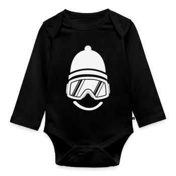 Smileface Ski Goggles Silhouette - Organic Longsleeve Baby Bodysuit - black - Front