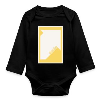 Direction Poster Yellow – Bold Minimal Art - Organic Longsleeve Baby Bodysuit - black - Front