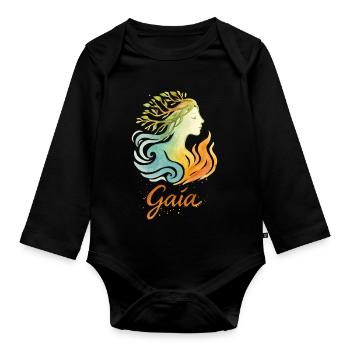 Gaïa - Mère Nature - Arbre de Vie - Body Bébé bio manches longues - noir - Devant