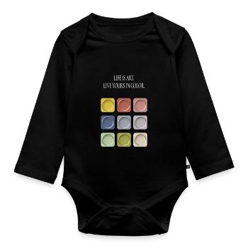 La vie, c’est de l’art - Body Bébé bio manches longues - noir - Devant