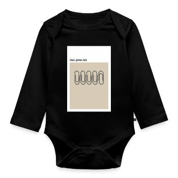 Chaos – German Style Paper Clips Beige - Organic Longsleeve Baby Bodysuit - black - Front