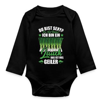 Gym DU BIST STEILER BIN EIN LAUCH DAS IST GEILER - Baby Bio-Langarm-Body - Schwarz - Vorne