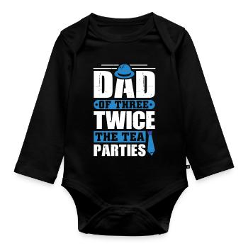 Dad father of three girls daughters - Organic Longsleeve Baby Bodysuit - black - Front