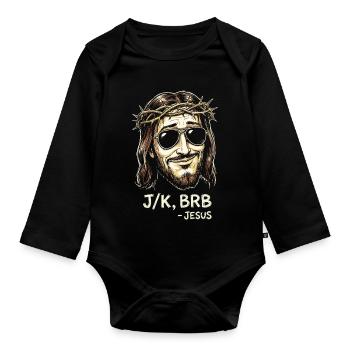 BRB Jesus mit Sonnenbrille - Baby Bio-Langarm-Body - Schwarz - Vorne
