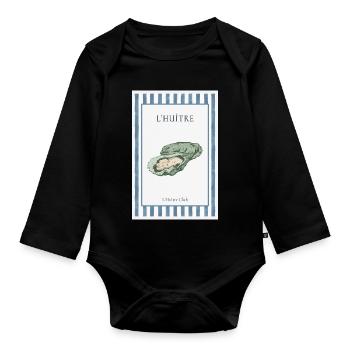 Bistrot français à affiches d’huîtres de L’Huître - Body Bébé bio manches longues - noir - Devant