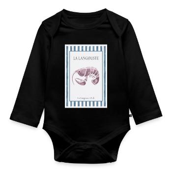 Affiche de homard épineux français de La Langouste - Body Bébé bio manches longues - noir - Devant