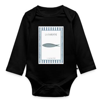 La Sardine Club Vintage Fish Poster Style - Organic Longsleeve Baby Bodysuit - black - Front