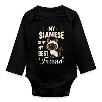 Siamese cat Siamese cat - Organic Longsleeve Baby Bodysuit - black - Front
