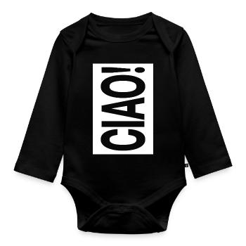 Ciao Typographie Design Minimaliste Vertical - Body Bébé bio manches longues - noir - Devant