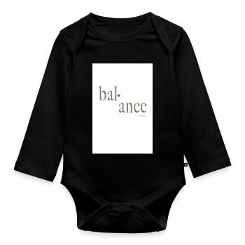 Balance typography design with phonetic transcription - Organic Longsleeve Baby Bodysuit - black - Front