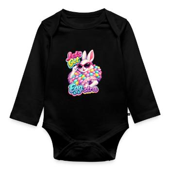 Jardin de Pâques Printemps Été Bunny Bunny - Body Bébé bio manches longues - noir - Devant