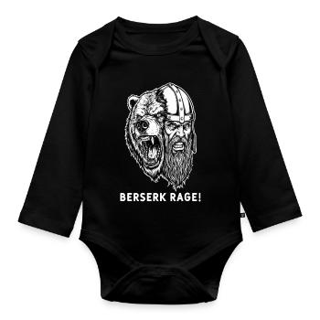 Viking Berserk Rage Ours Guerrier Mascotte Norse - Body Bébé bio manches longues - noir - Devant