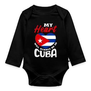 Cuba Pride & Home - Design du drapeau de Cuba - Body Bébé bio manches longues - noir - Devant