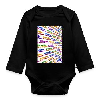 Colorful Smile and Repeat - Organic Longsleeve Baby Bodysuit - black - Front