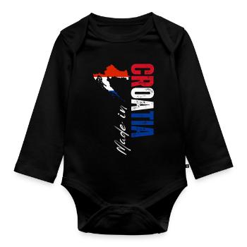 Made in Croatia, born in Croatia - Organic Longsleeve Baby Bodysuit - black - Front