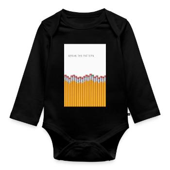 Break the Pattern Minimalist Statement Design - Organic Longsleeve Baby Bodysuit - black - Front