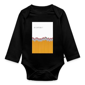 Be Different Minimalist Statement Design - Baby Bio-Langarm-Body - Schwarz - Vorne