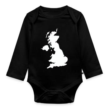 england_country - Organic Longsleeve Baby Bodysuit - black - Front