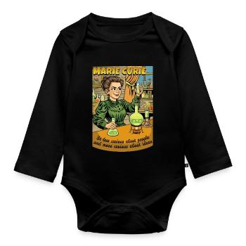 Marie Curie Curious - Organic Longsleeve Baby Bodysuit - black - Front