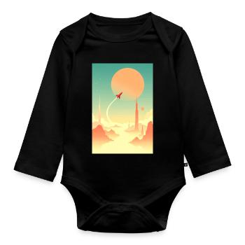 Erste Reisen jenseits ferner Horizonte - Baby Bio-Langarm-Body - Schwarz - Vorne