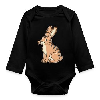 Pastel tabby rabbit stripes Tabby - Organic Longsleeve Baby Bodysuit - black - Front