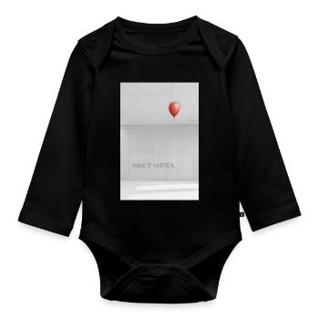 Make it happen minimalist Motivation Spruch - Baby Bio-Langarm-Body - Schwarz - Vorne