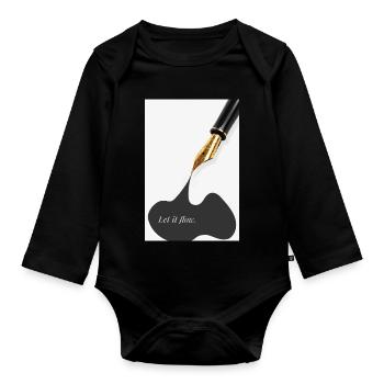 Laissez couler Créativité Motivation Écriture - Body Bébé bio manches longues - noir - Devant
