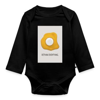 Affiche minimaliste d’œufs Rethink Everything - Body Bébé bio manches longues - noir - Devant