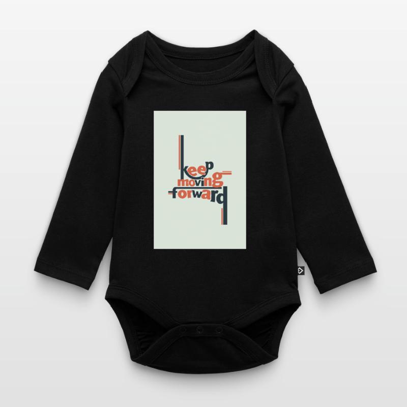 Keep Moving Forward Minimal Typography Organic Longsleeve Baby Bodysuit