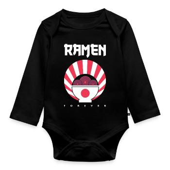 Retro Forever Japanisches Ramen-Shirt - Baby Bio-Langarm-Body - Schwarz - Vorne