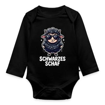 Schwarzes Schaf Lustiges Cooles Motiv - Baby Bio-Langarm-Body - Schwarz - Vorne